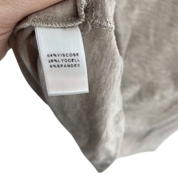 St. John Spa Women’s M Pleated Scoop Neck‎ Top Beige Gray Heather Neutral Soft - Picture 8 of 8